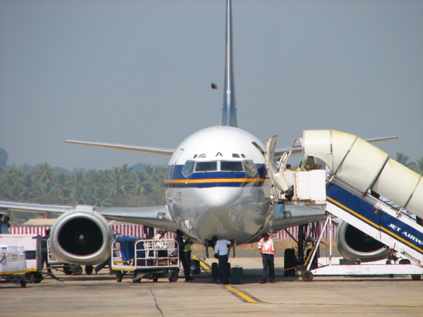 Jet Airway aircraft parked at Trevandrum airport