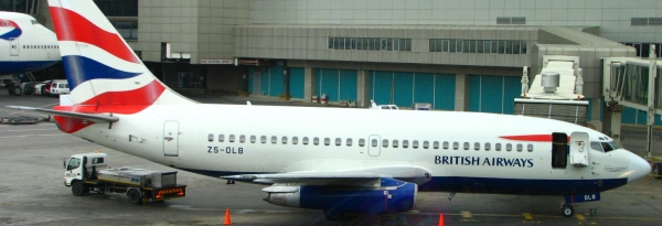 British Airways plane parked at Johannesburg Airport