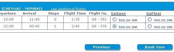 Go Air flight booking engine