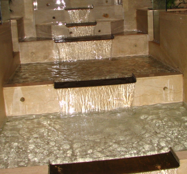 Waterfalls at the Leela hotel in Mumbai, India (Bombay)